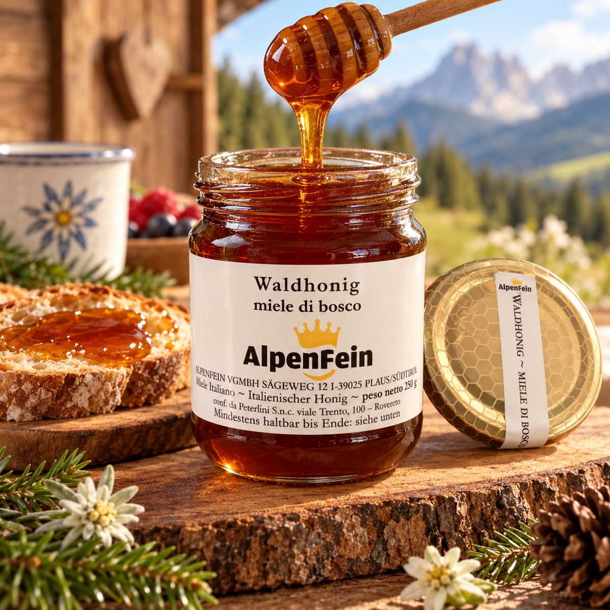 AlpenFein Waldhonig 250 g – Italienischer Honig
