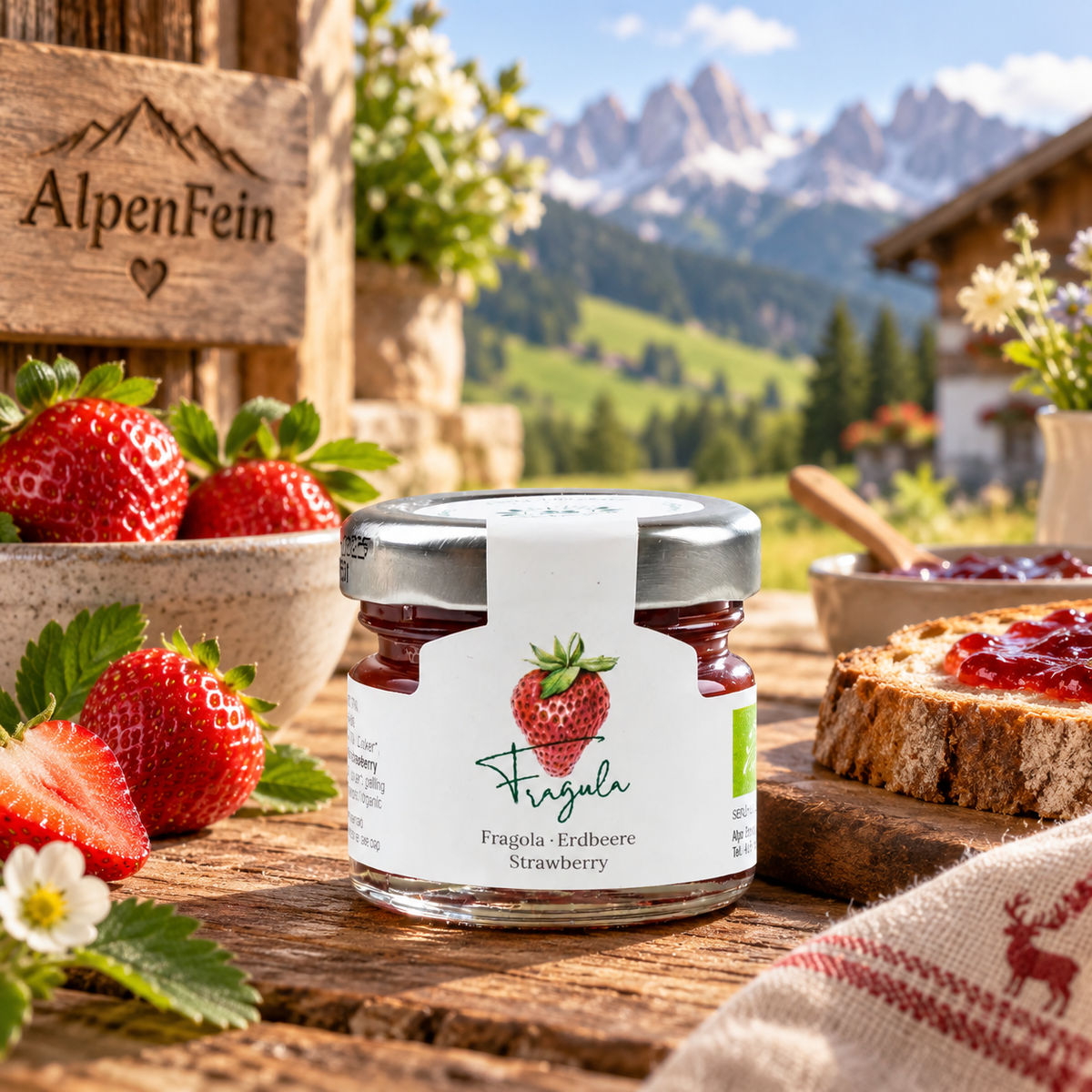Alpe Pragas Bio Fruchtaufstrich Erdbeere 30 g