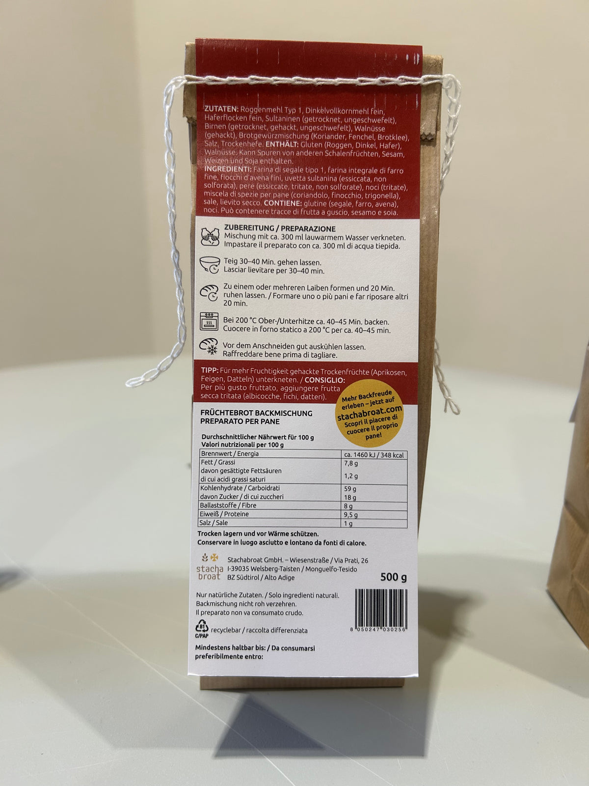 Früchtebrot‑Backmischung 500 g – saftig & würzig