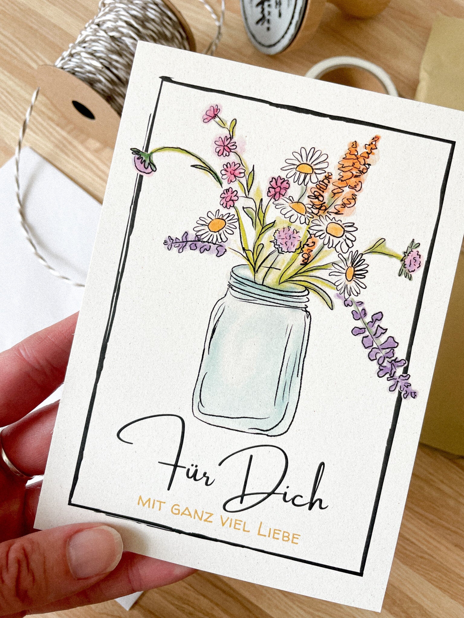 Für Dich Apfelpapier-Grußkarte - Blume