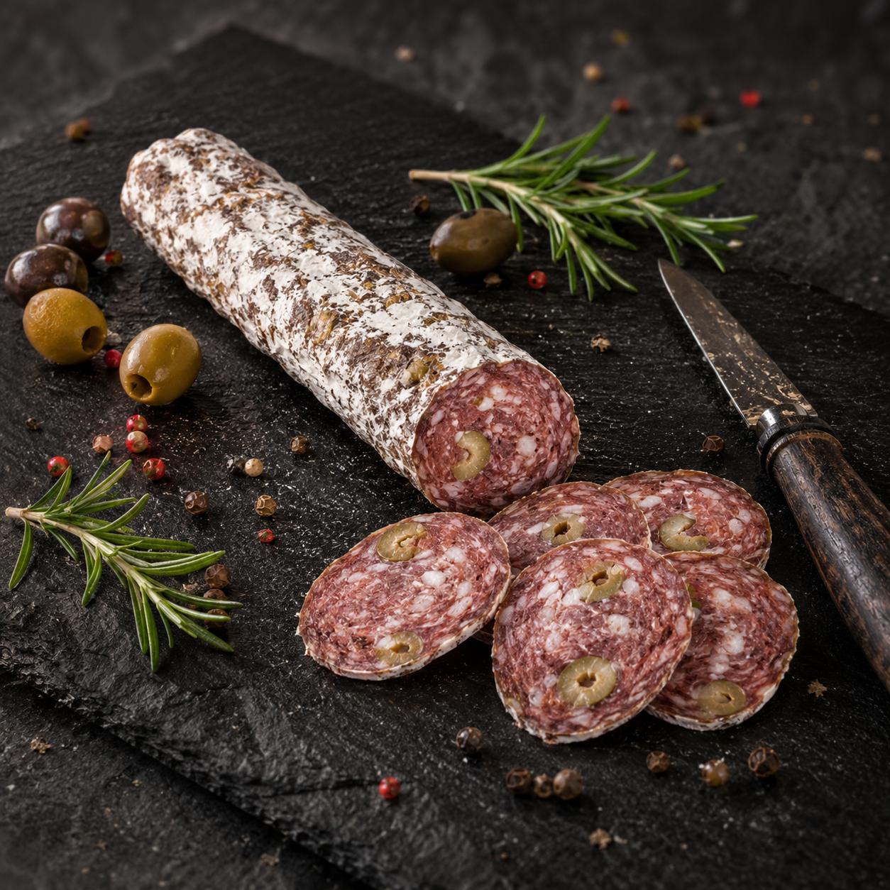 AlpenFein Reh-Oliven-Salami - mit Rehfleisch und Oliven ca. 230g
