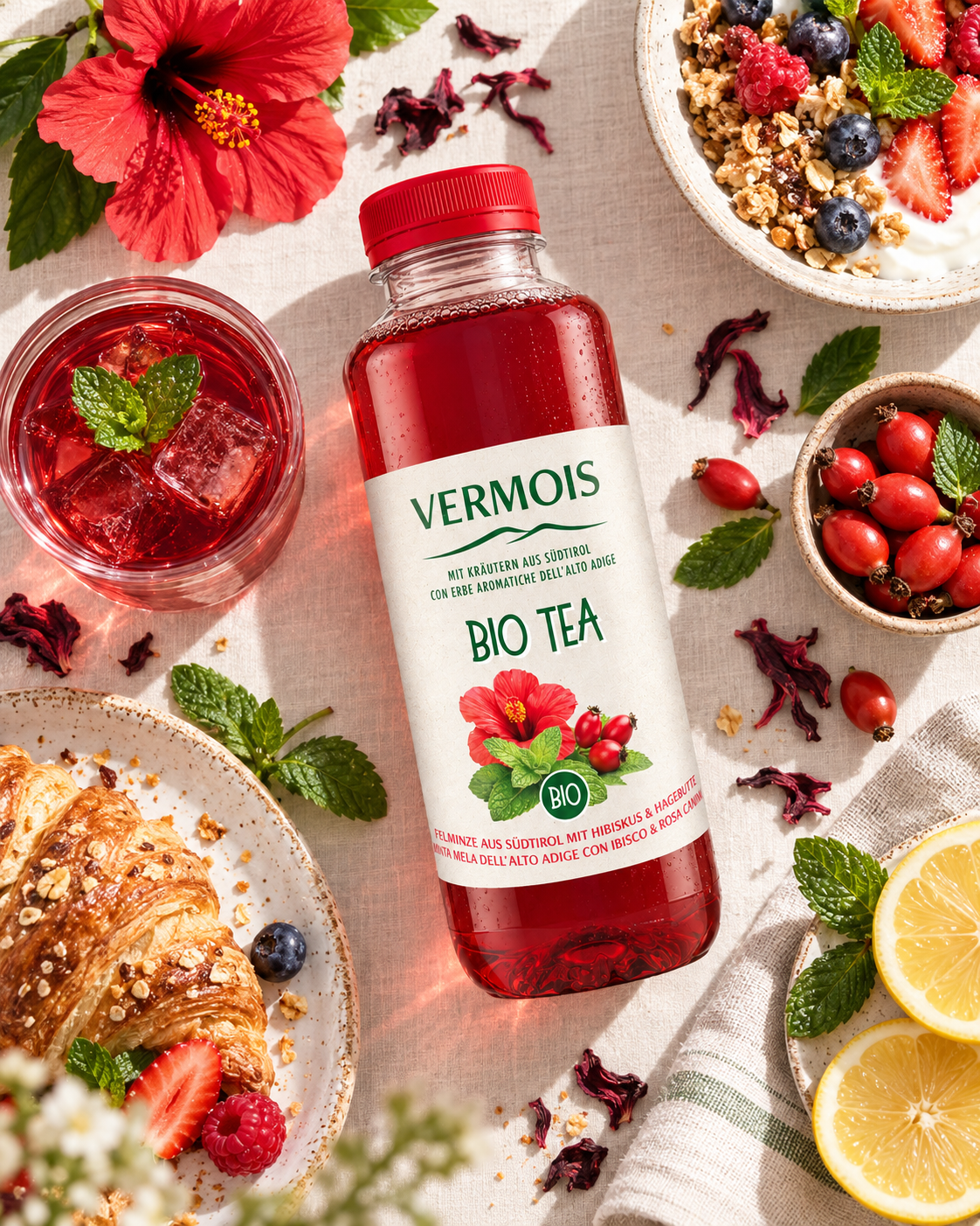 Vermois Bio Tea Apfelminze, Hibiskus & Hagebutte 500 ml