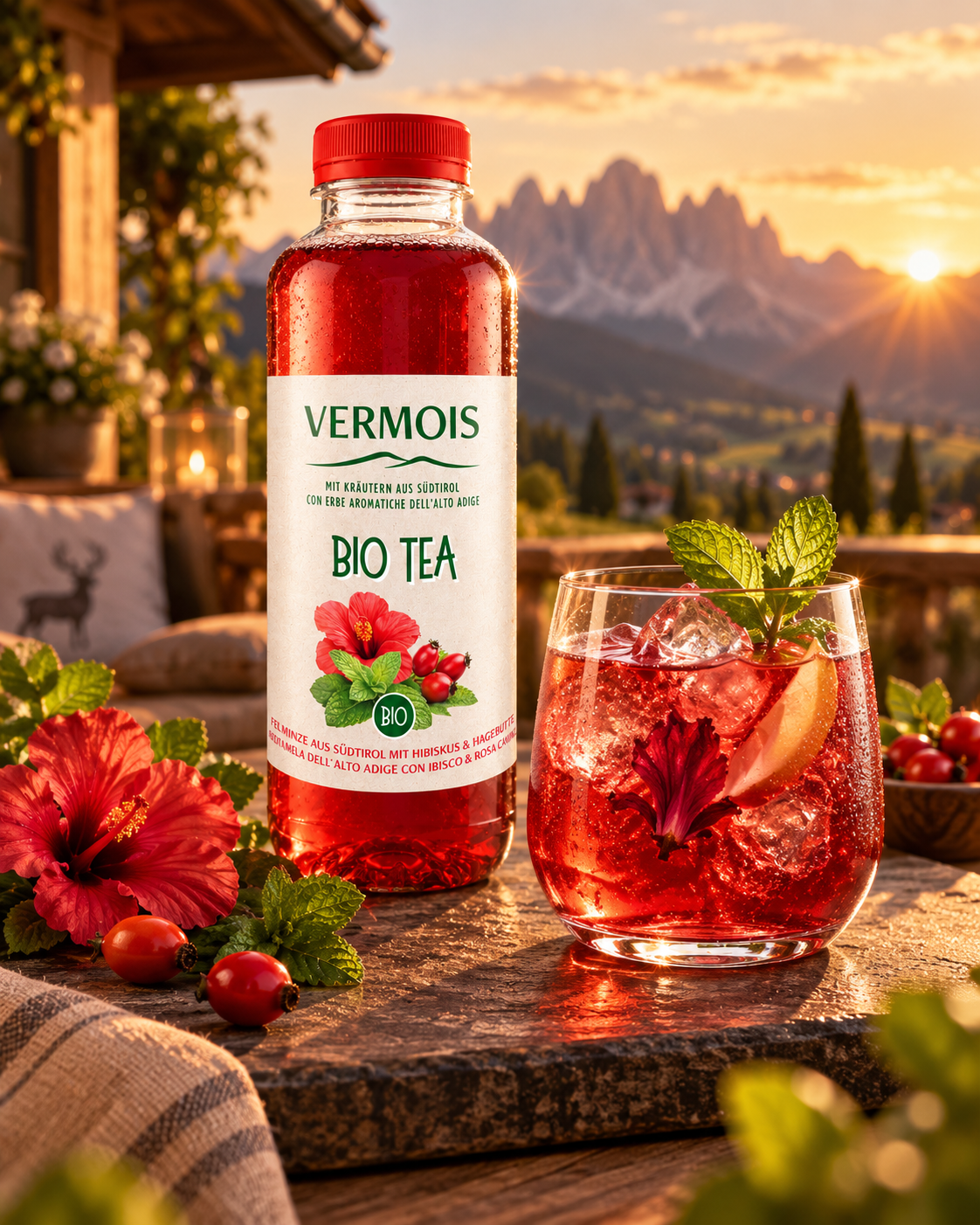 Vermois Bio Tea Apfelminze, Hibiskus & Hagebutte 500 ml