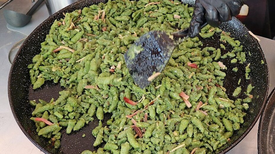 spatzle con spinaci e speck