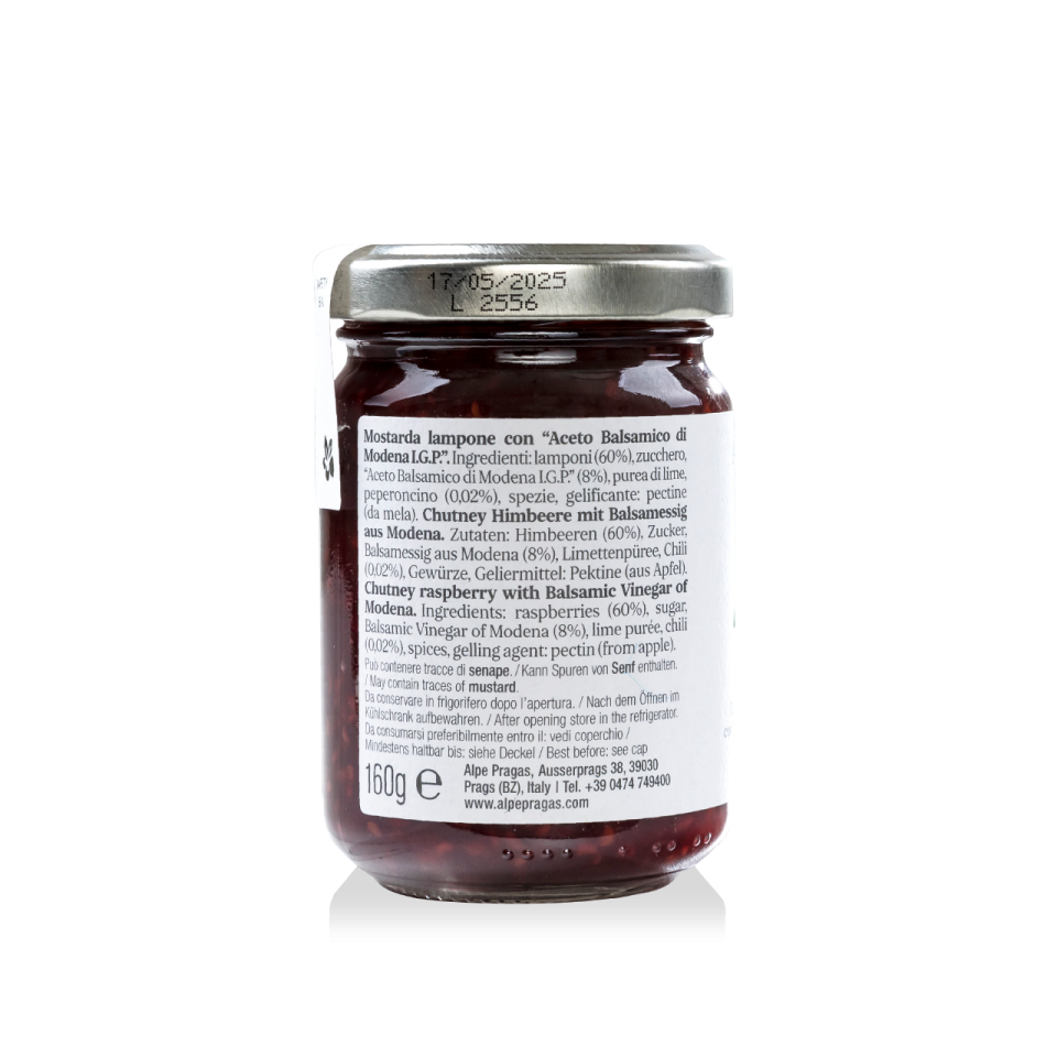 Mostarda di lamponi con Aceto Balsamico di Modena I.G.P. 160g