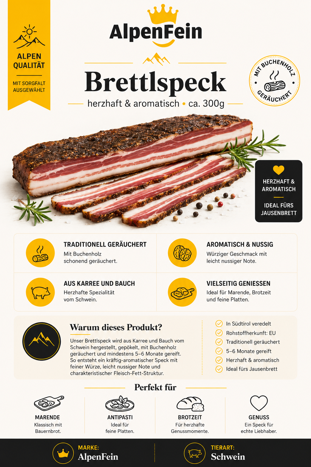 Brettlspeck - Marendscheibe Südtirol ca. 300 g