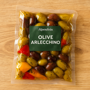 Olive Arlecchino – Bunte Olivenmischung mit Paprika & Kräutern in Öl