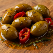 Oliven Rosate mit Peperoncino – mediterran eingelegt