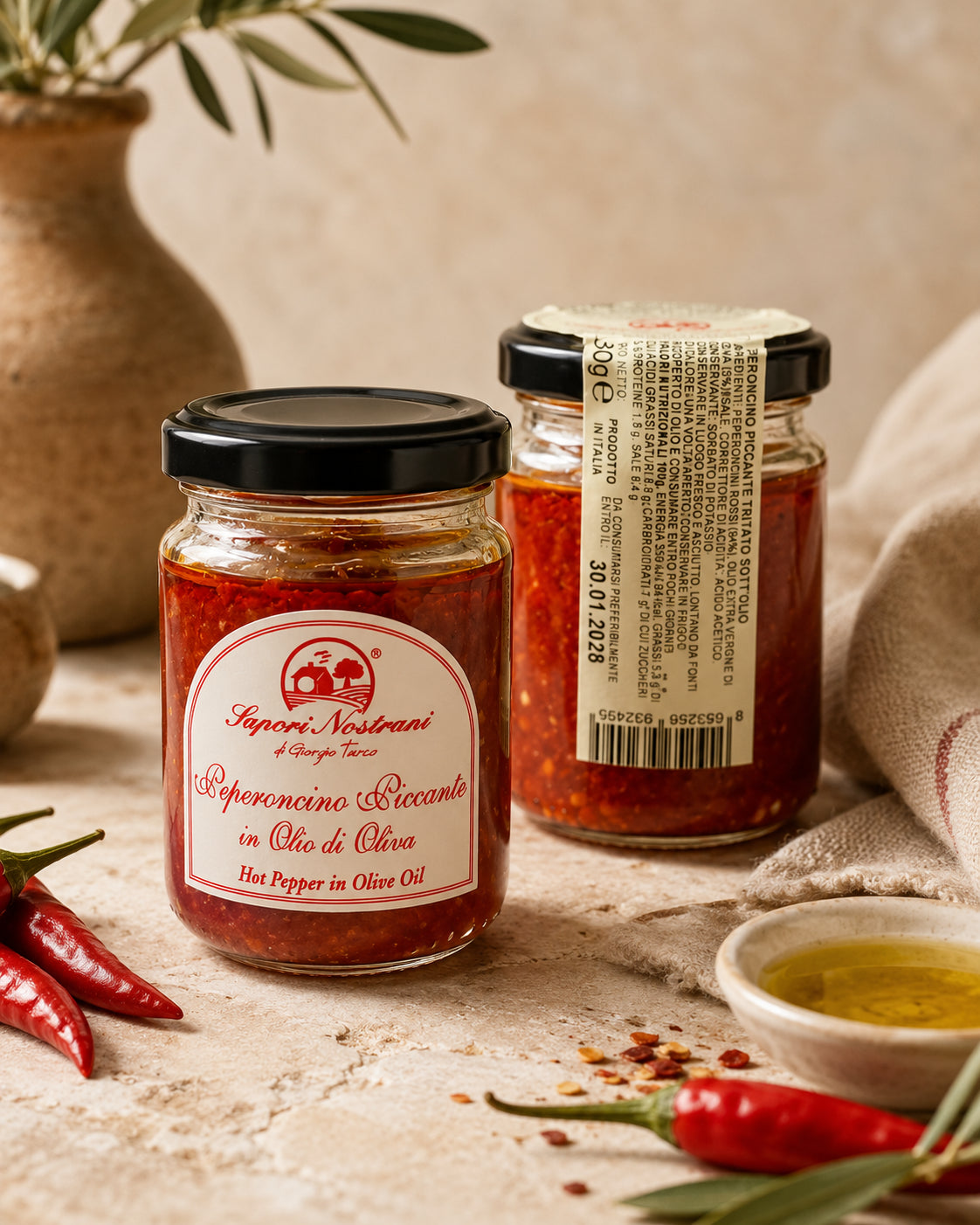 Scharfe Chili in Olivenöl 130g –  Sapori Nostrani
