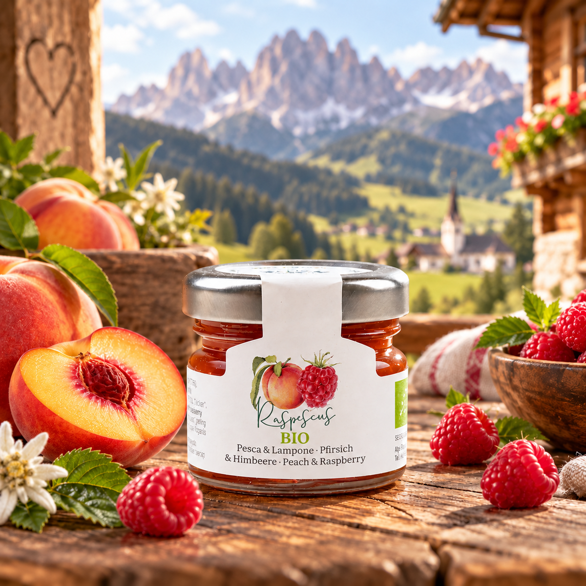Alpe Pragas Bio Fruchtaufstrich Pfirsich & Himbeere 30 g