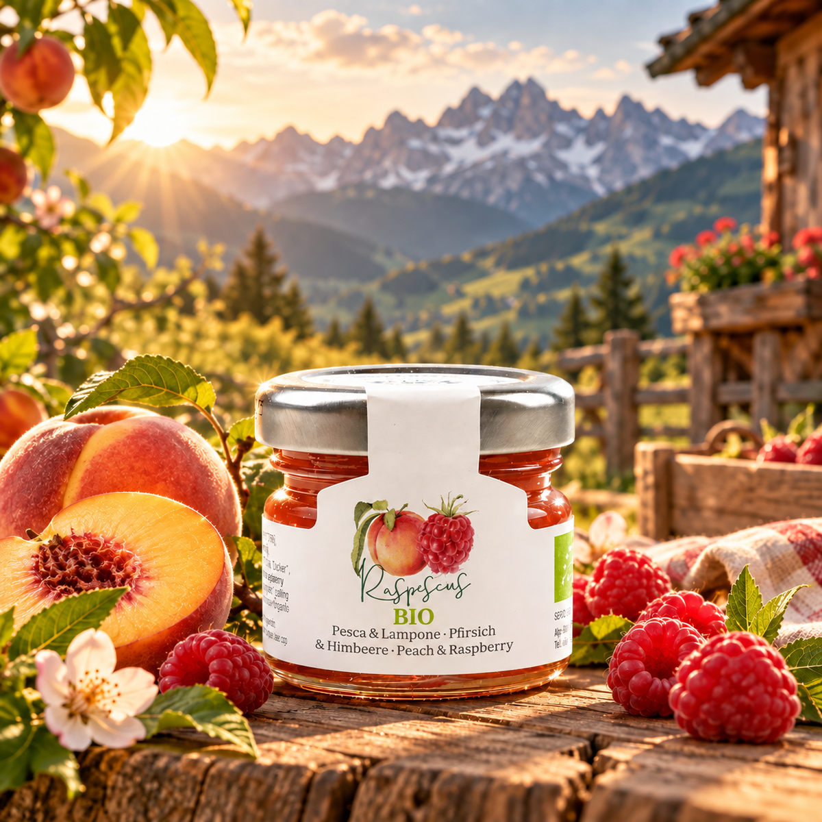 Alpe Pragas Bio Fruchtaufstrich Pfirsich & Himbeere 30 g