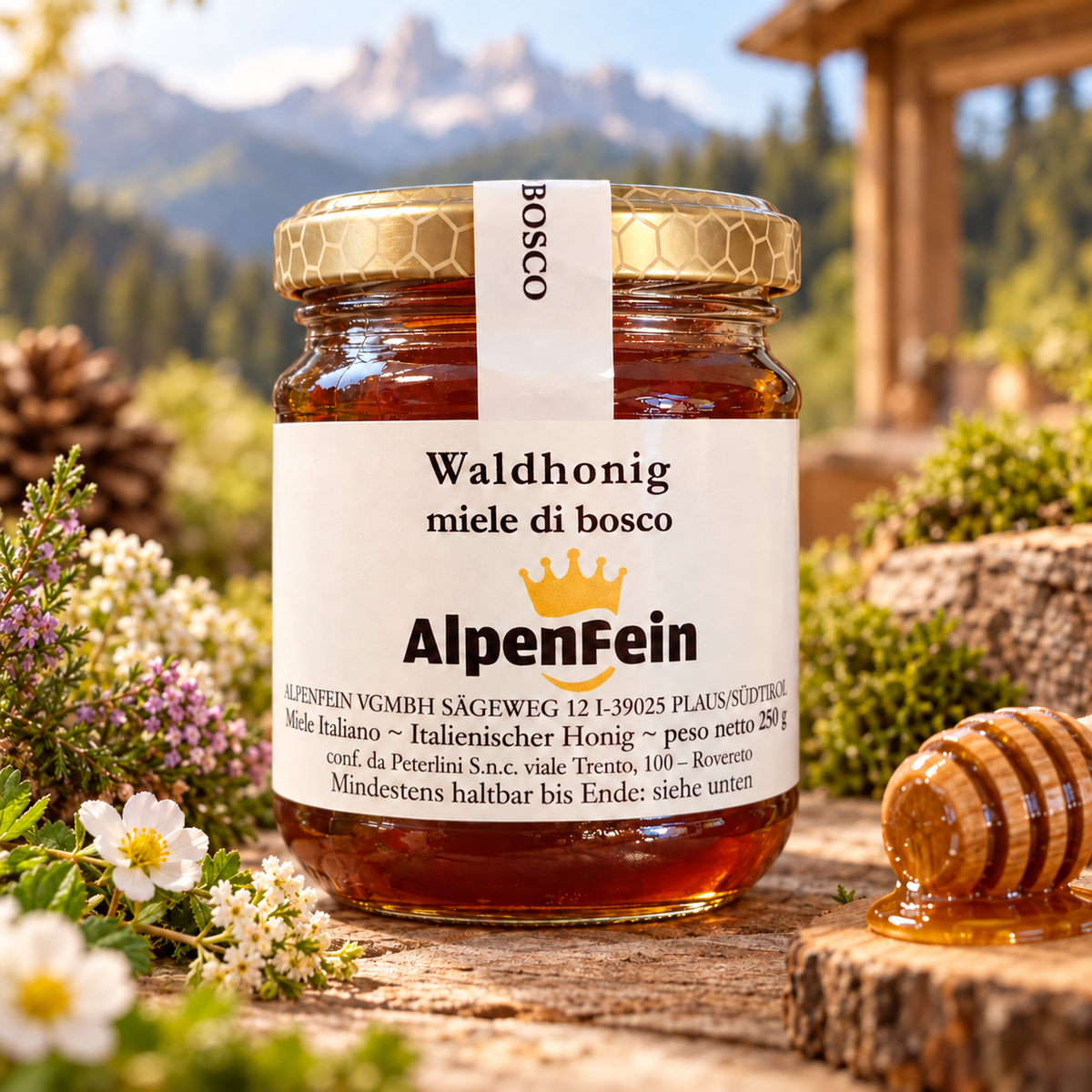 AlpenFein Waldhonig 250 g – Italienischer Honig