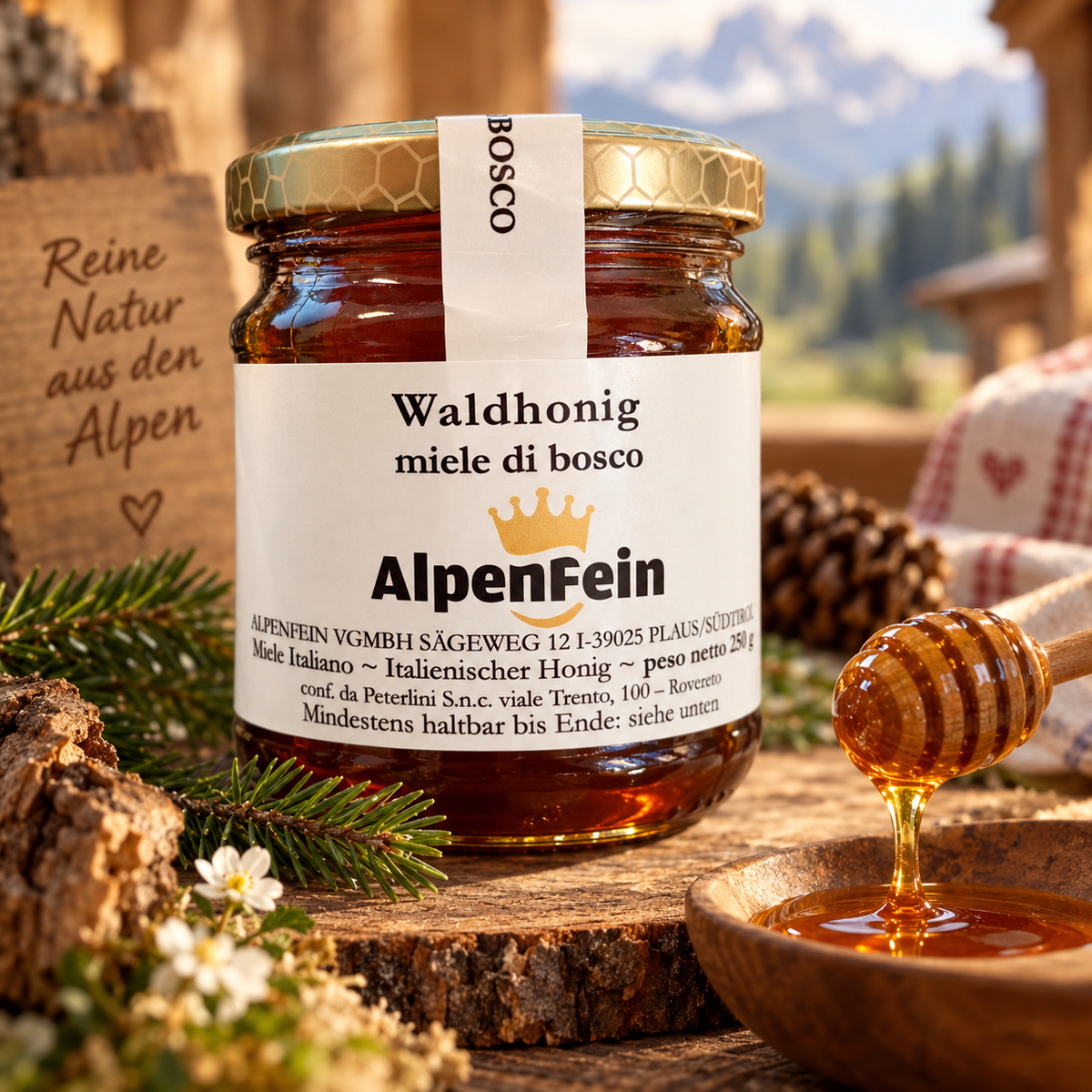 AlpenFein Waldhonig 250 g – Italienischer Honig