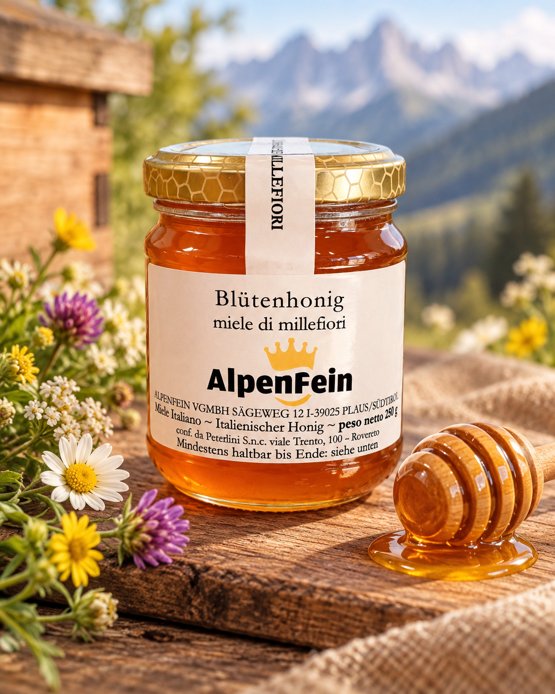 AlpenFein Blütenhonig 250 g – Italienischer Honig