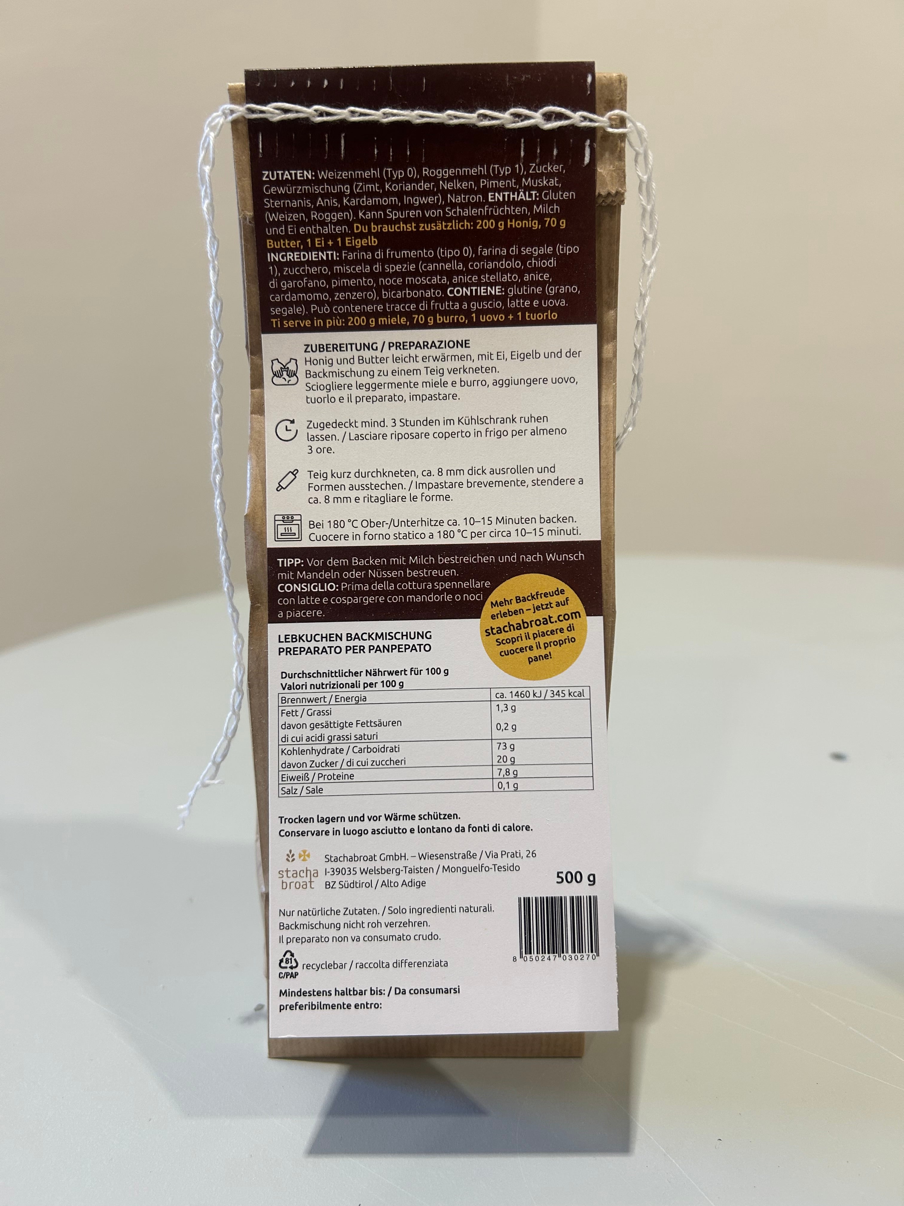 Lebkuchen‑Backmischung 500 g – Würzig & traditionell