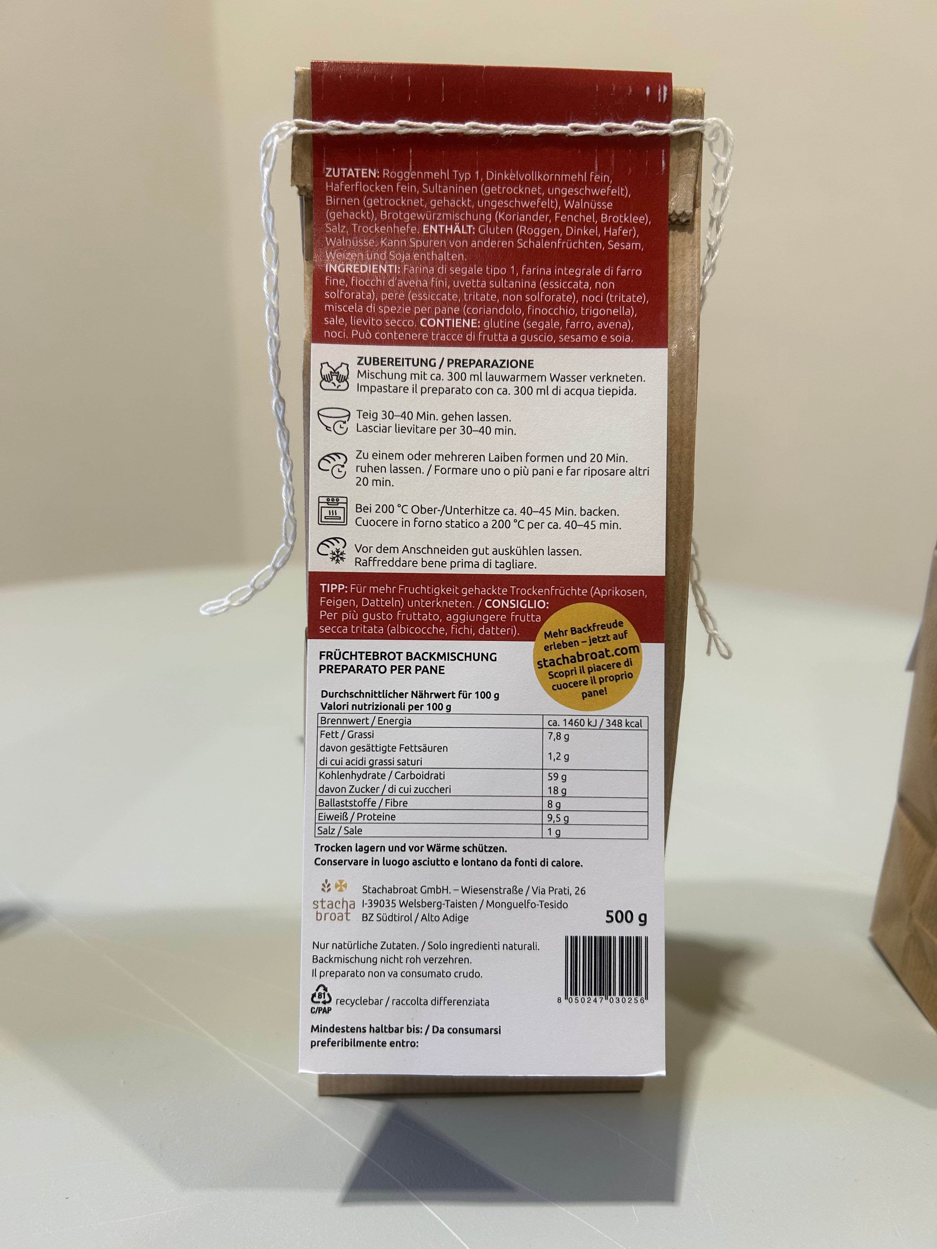 Früchtebrot‑Backmischung 500 g – saftig & würzig