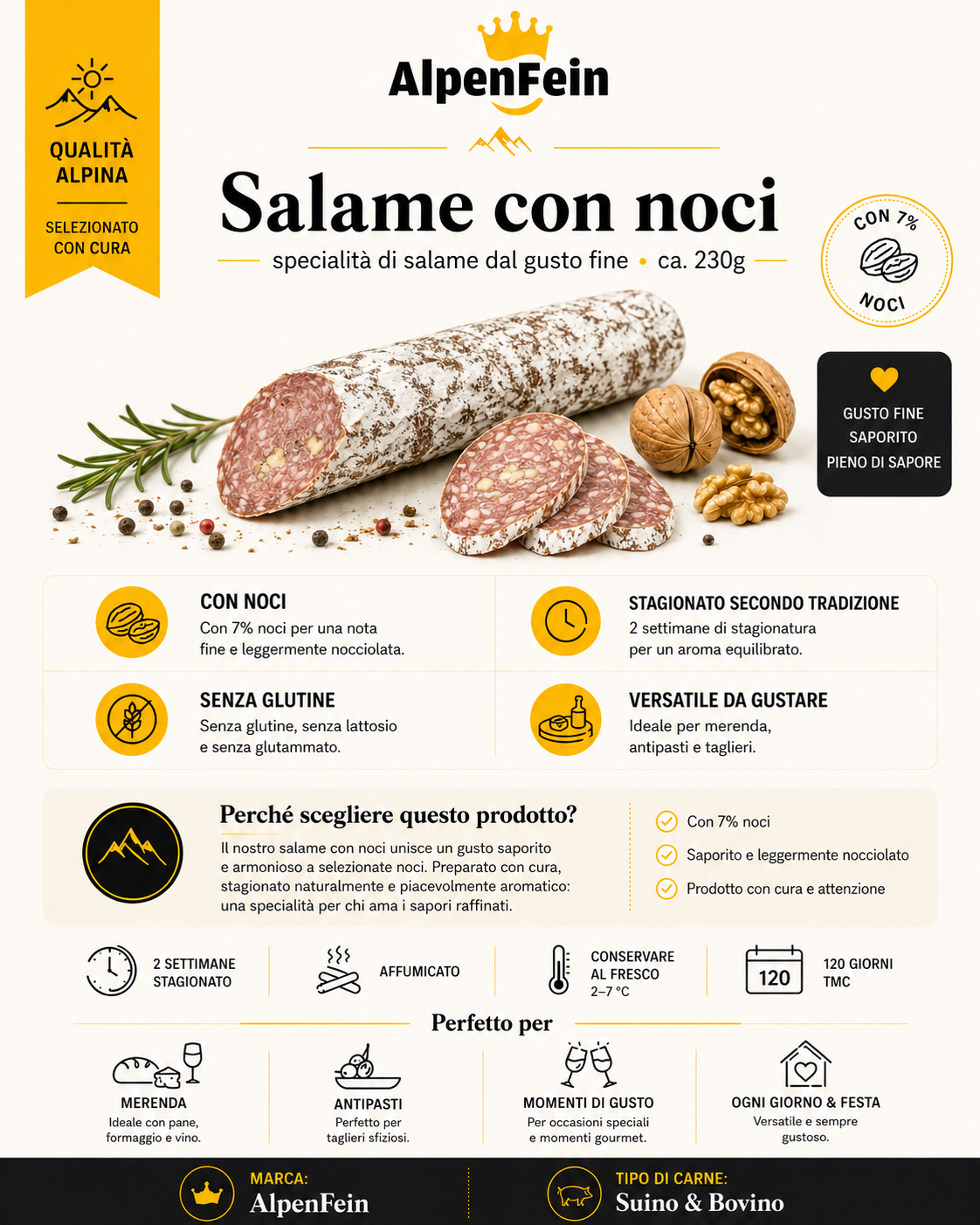 Walnusssalami aus Südtirol - ca. 220 g