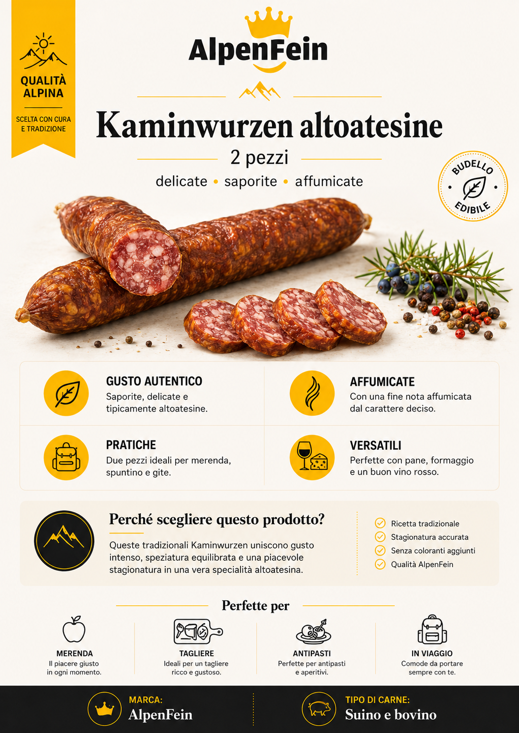 AlpenFein Südtiroler Kaminwurzen – 2 Stück
