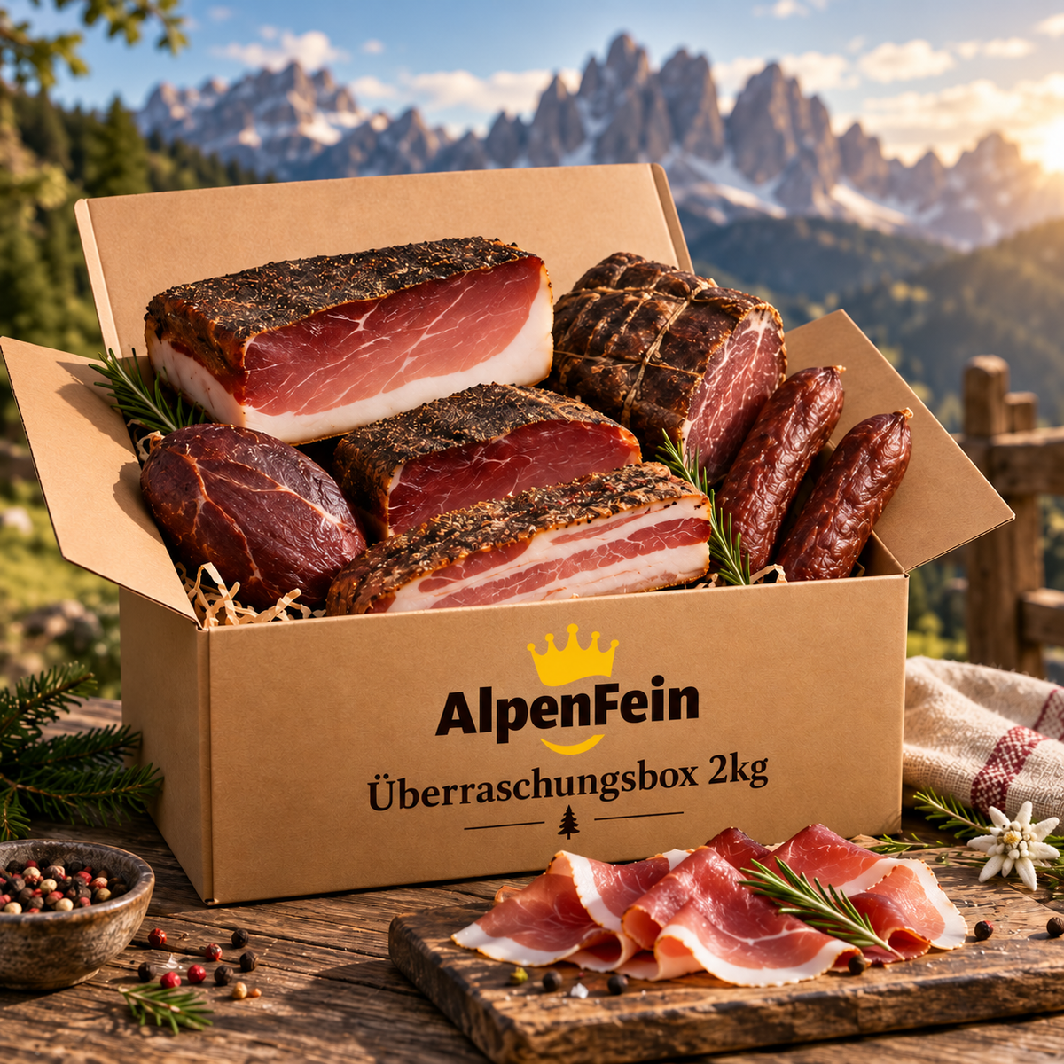 "Mystery Box" 2kg Speck & Geräuchertes - AlpenFein Spezialitäten