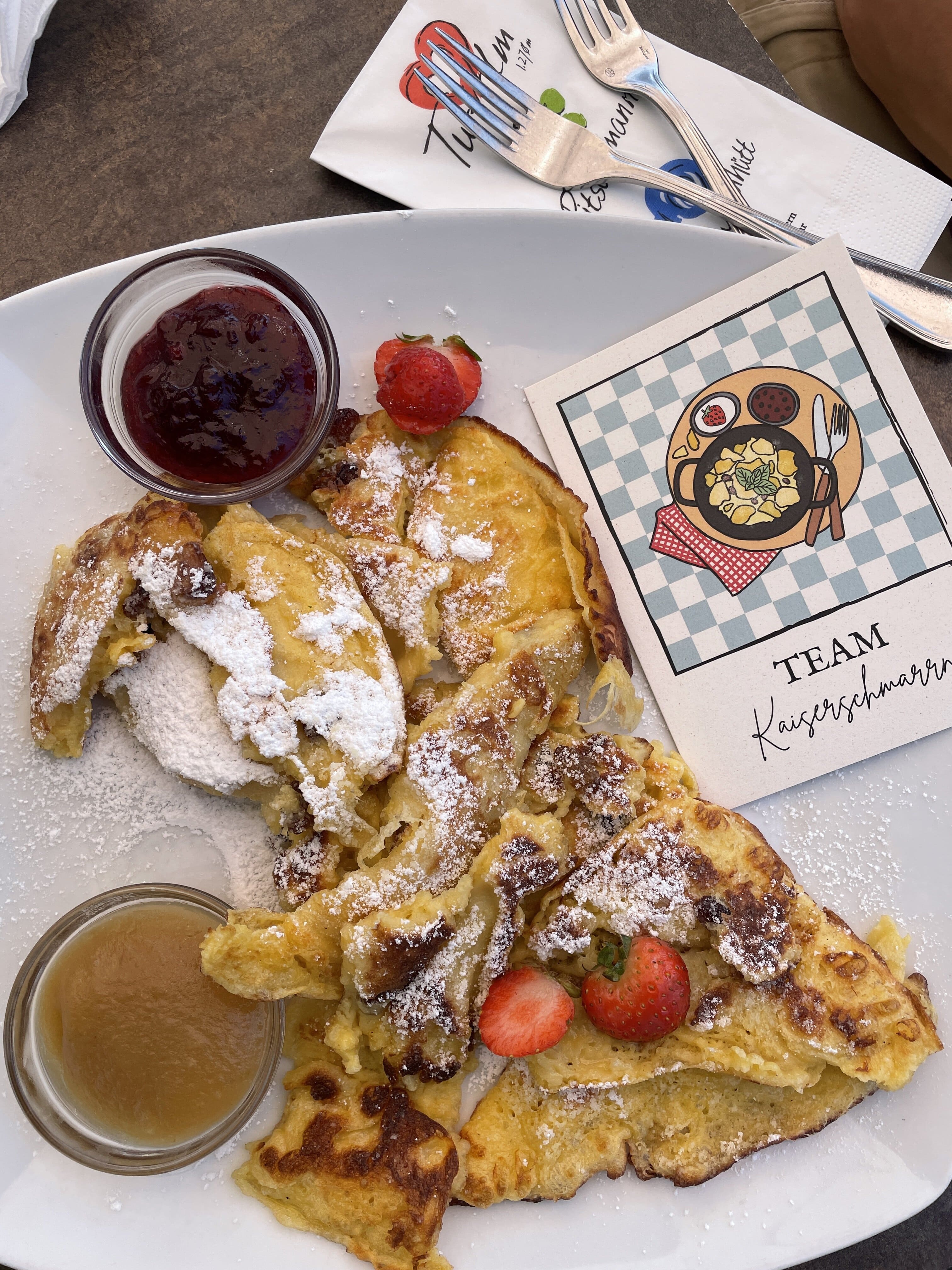 Cartolina di auguri con carta di mele: Team Kaiserschmarrn