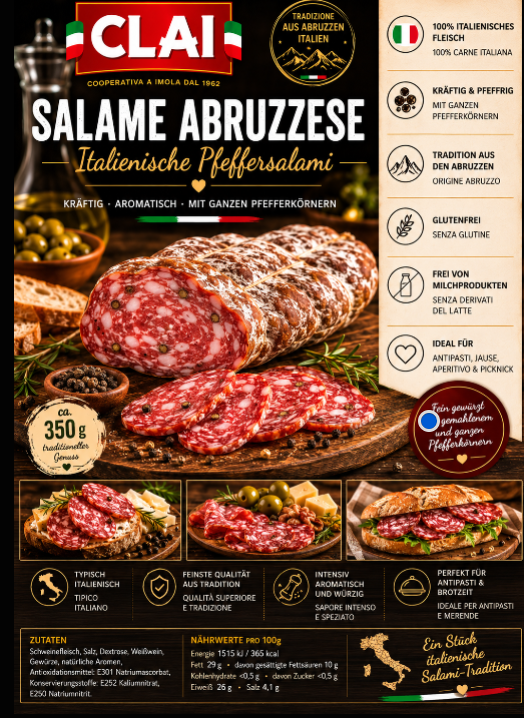 Italienische Pfeffersalami ABRUZZESE - ca. 350 g