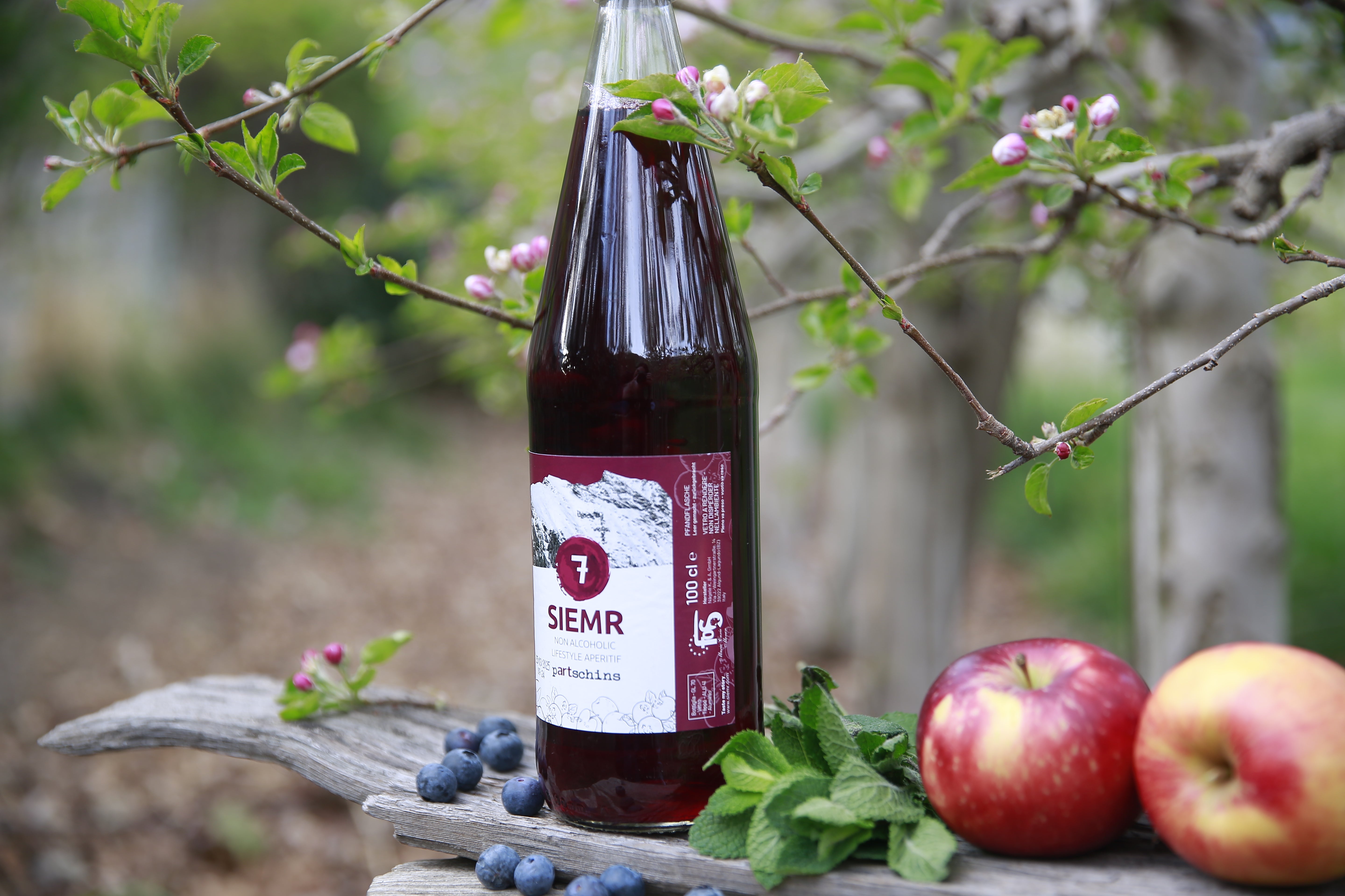 7 - Siemr - Erfrischungsgetränk aus Heidelbeere, Apfel und Minze 1l Flasche