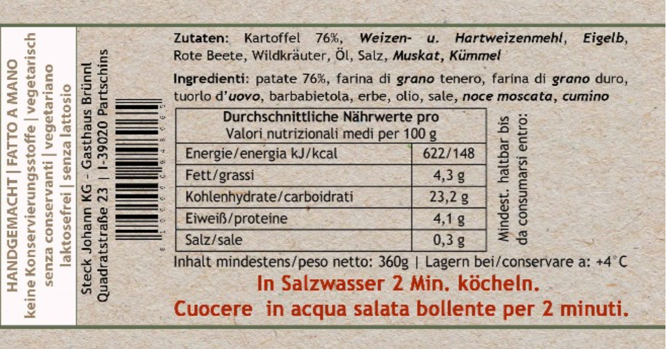 Gnocchi Tris (Rote Beete-Kräuter-Kartoffel)