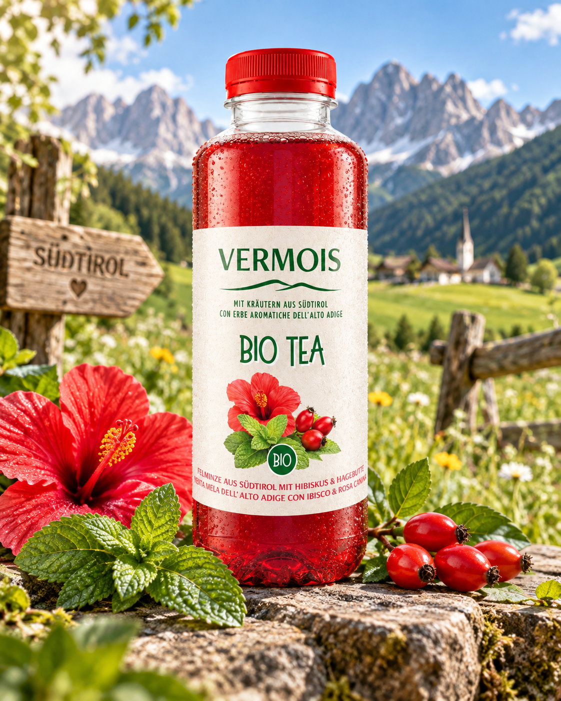 Vermois Bio Tea Apfelminze, Hibiskus & Hagebutte 500 ml