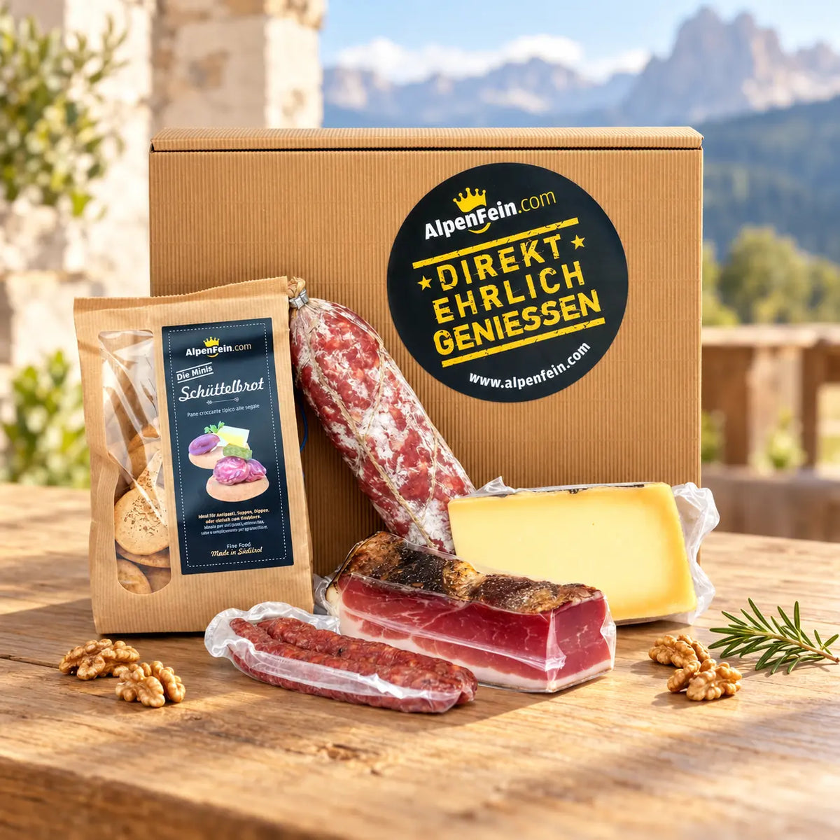 Feinkost Geschenkbox „Feines Südtirol“ – Speck, Käse, Salami & mehr