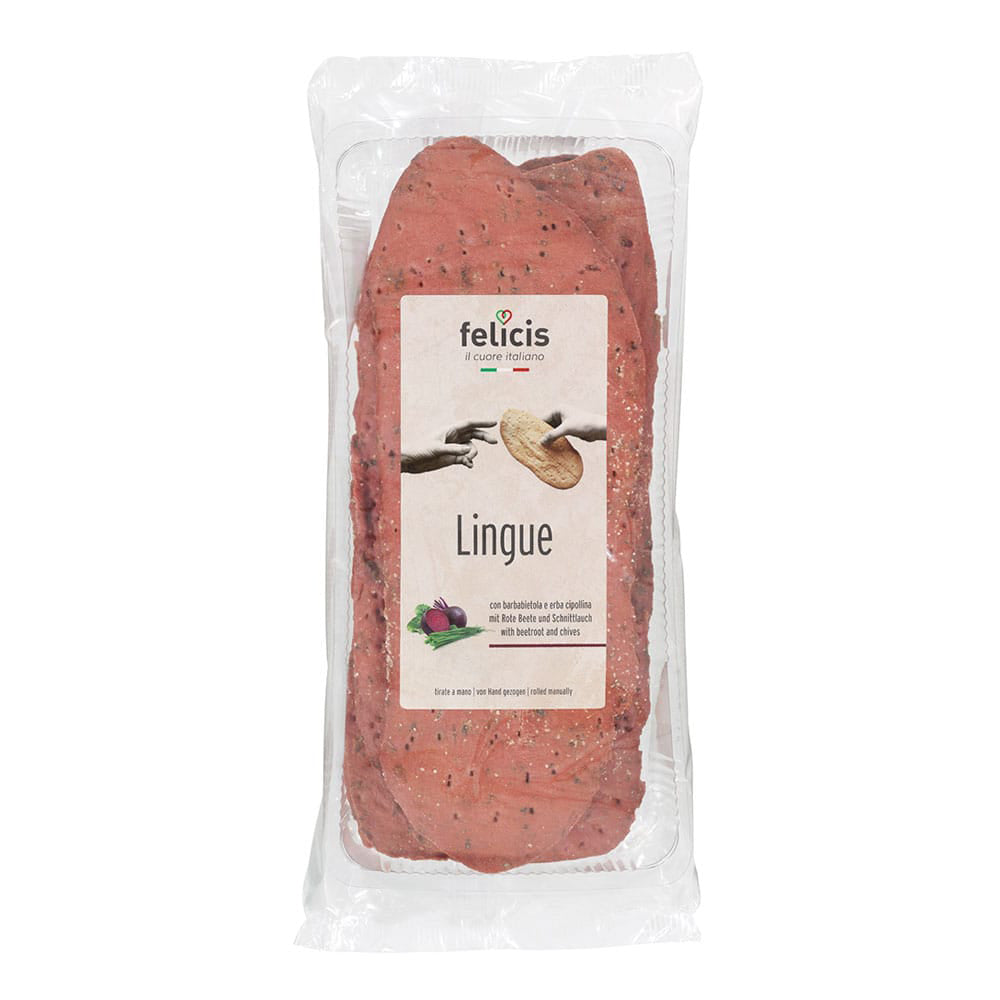 Lingue con barbabietola ed erba cipollina