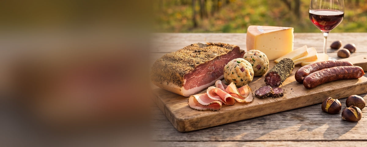 AlpenFein Törggelen: Speck, Knödel, Käse, Wein und Kastanien