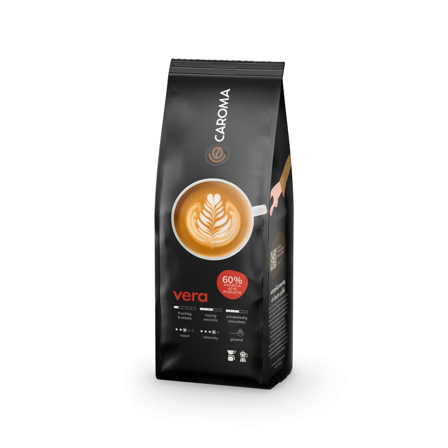 Caroma Filter Vera – Starker Filterkaffee (gemahlen) – 60 % Arabica, 40 % Robusta, 250 g
