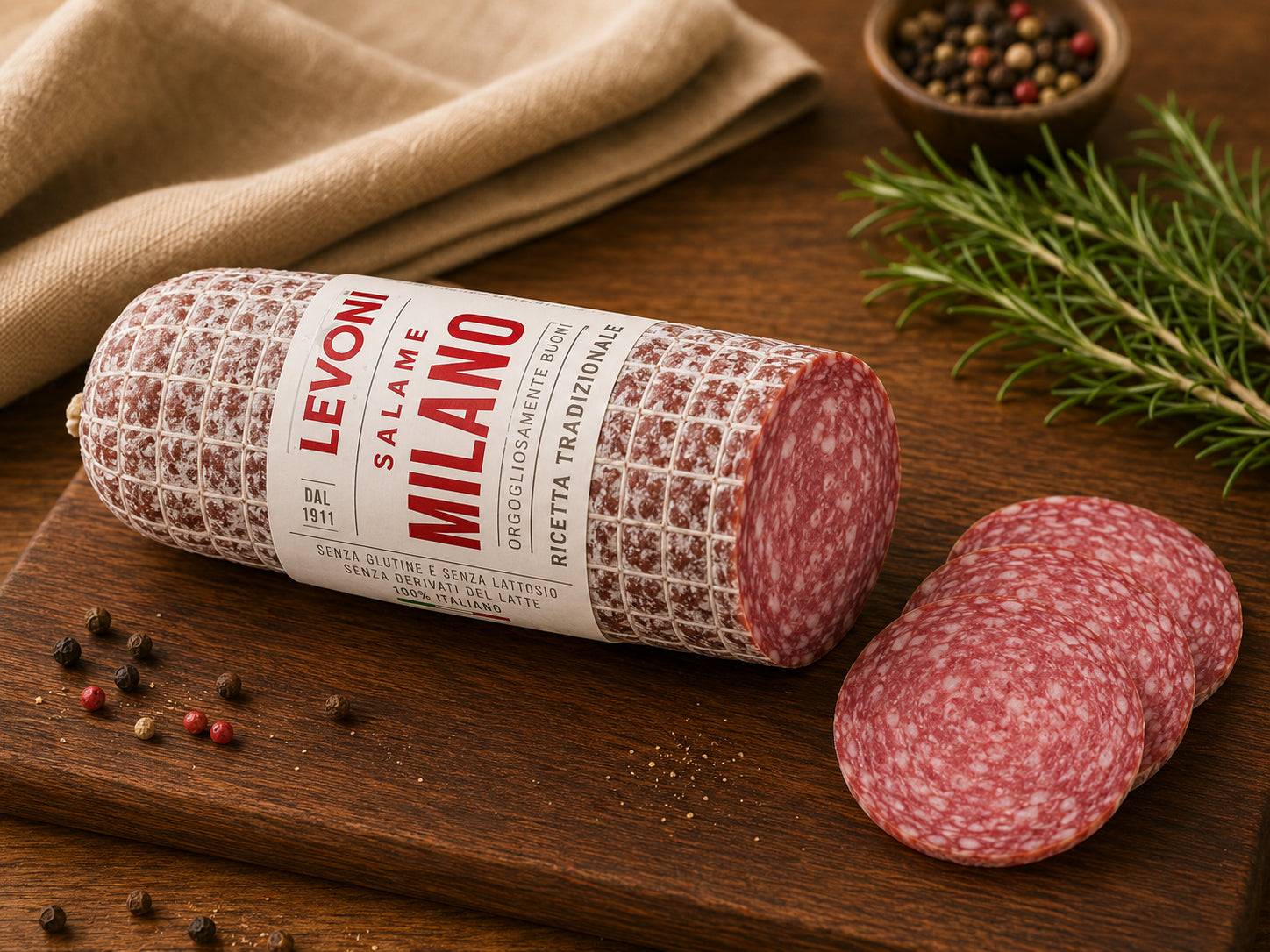 Levoni Salame Milano ca. 1,7kg – halbe Salami vakuumverpackt