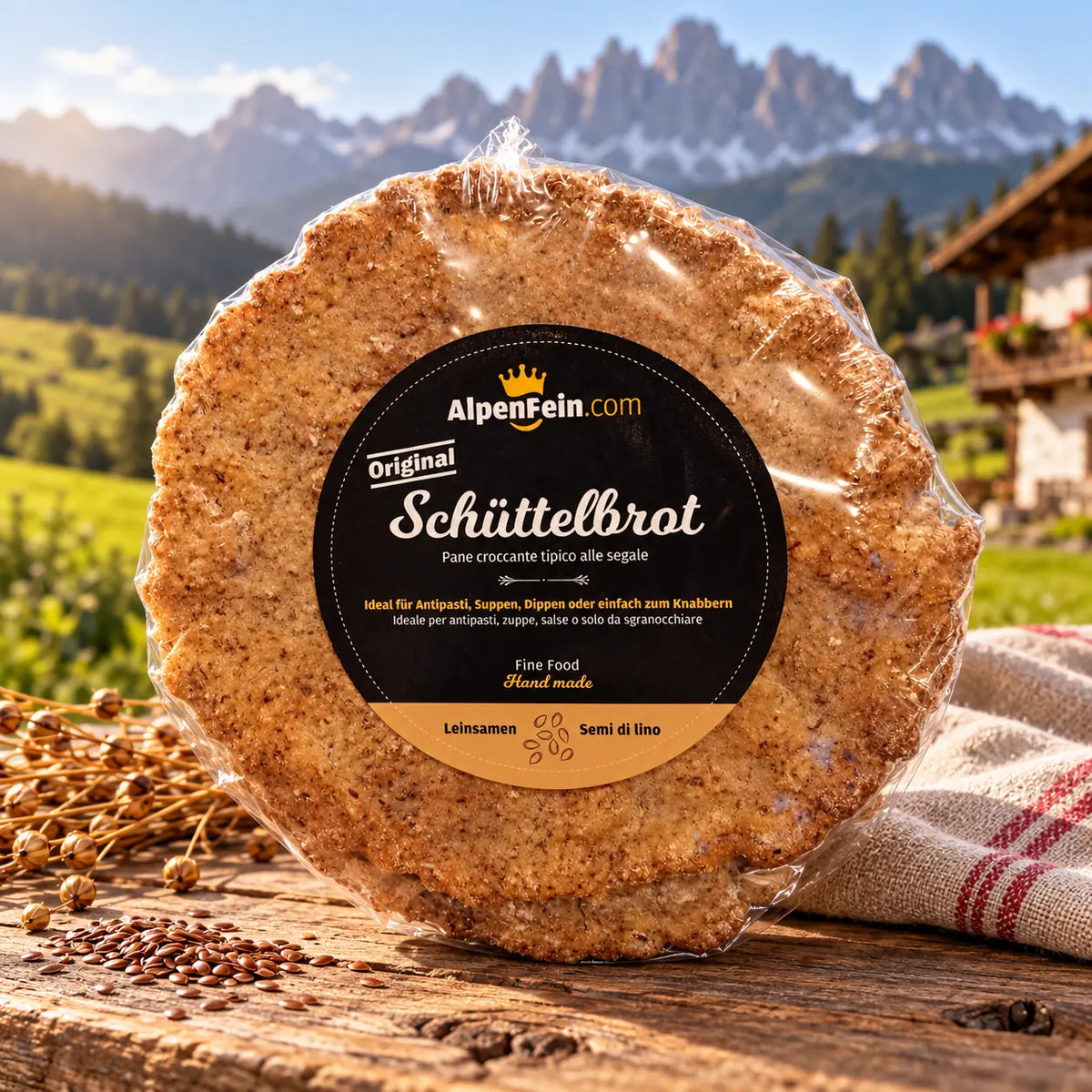Südtiroler Schüttelbrot mit Leinsamenmehl – 3 Stück (155 g) | Handgeschüttelt von Niki Back