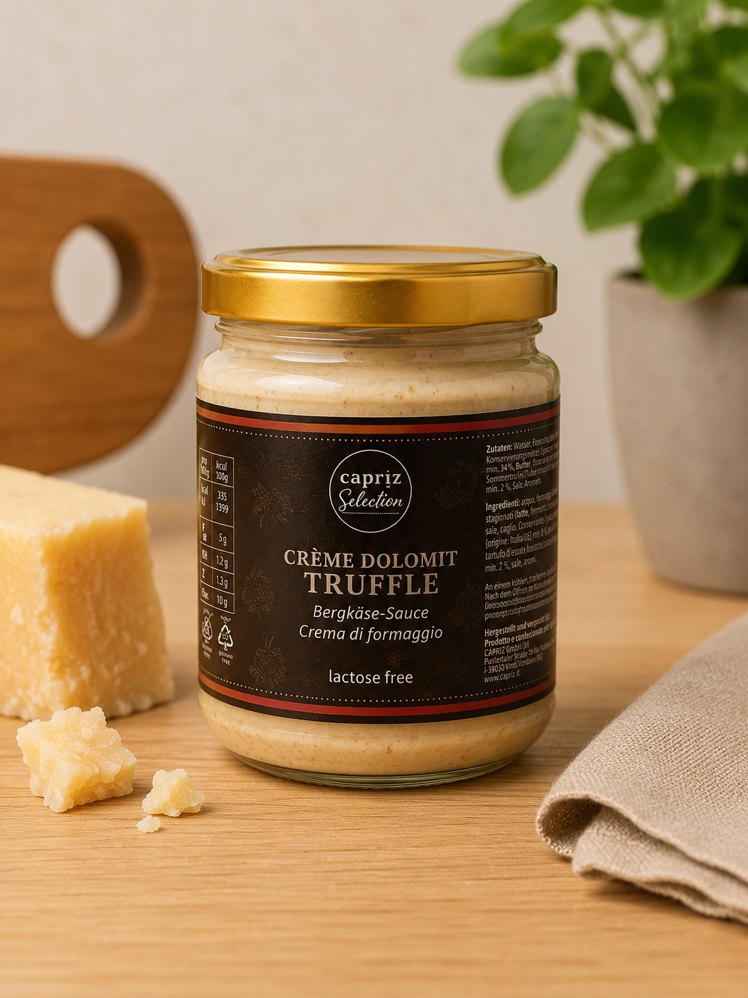 Crème Dolomit Truffle – Bergkäse-Sauce mit Trüffel lactose free – Capriz Selection