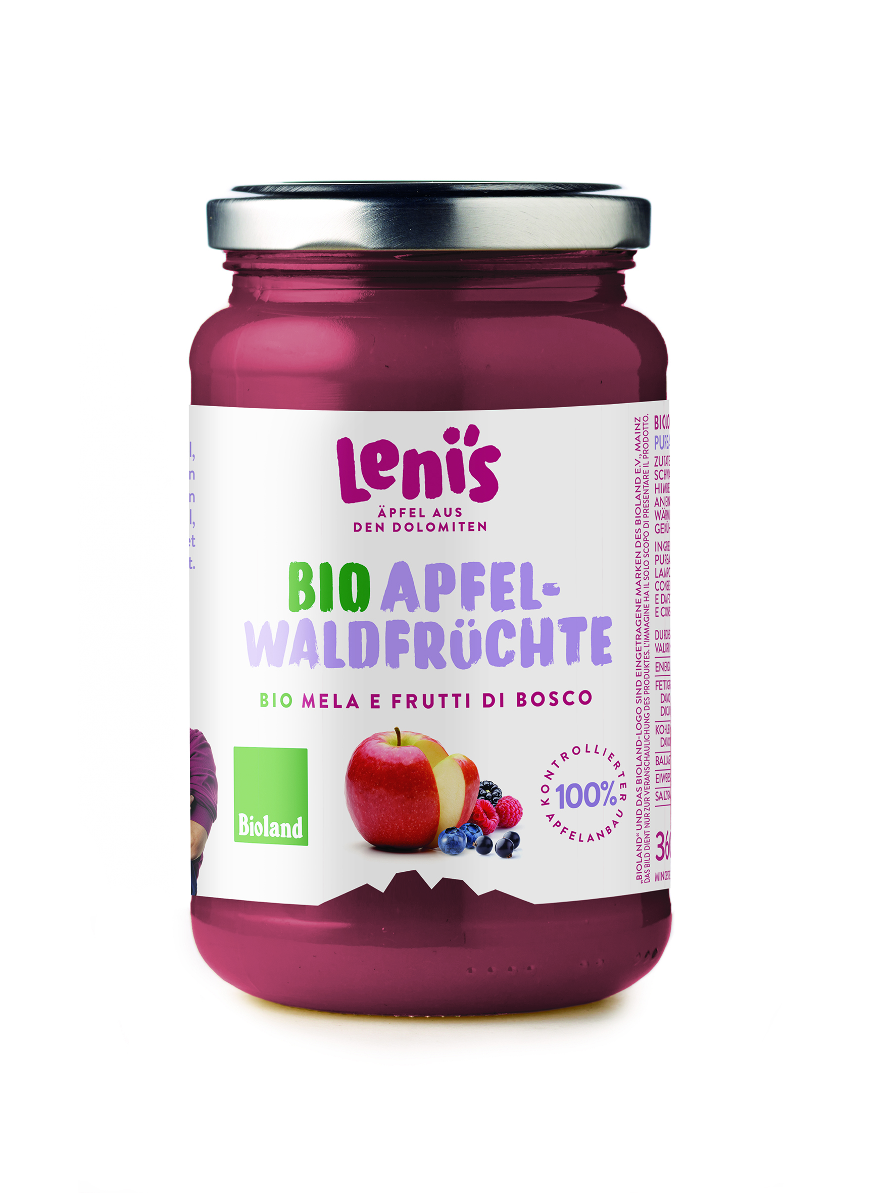Purea di mela e frutti di bosco bio Lenis 360g
