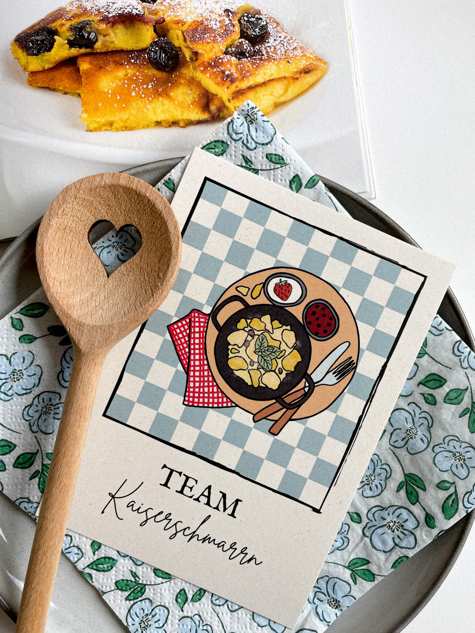 Cartolina di auguri con carta di mele: Team Kaiserschmarrn
