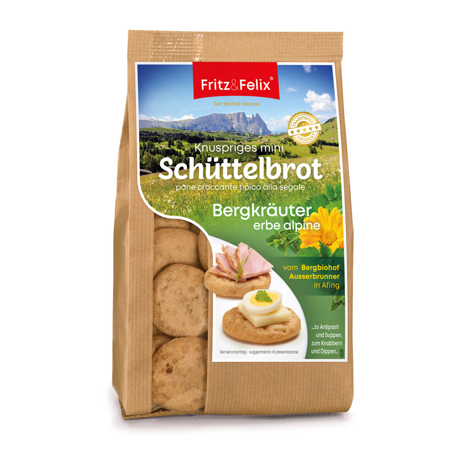 Mini Schüttelbrot con farina di segale dell'Alto Adige con semi di lino, sesamo e coriandolo