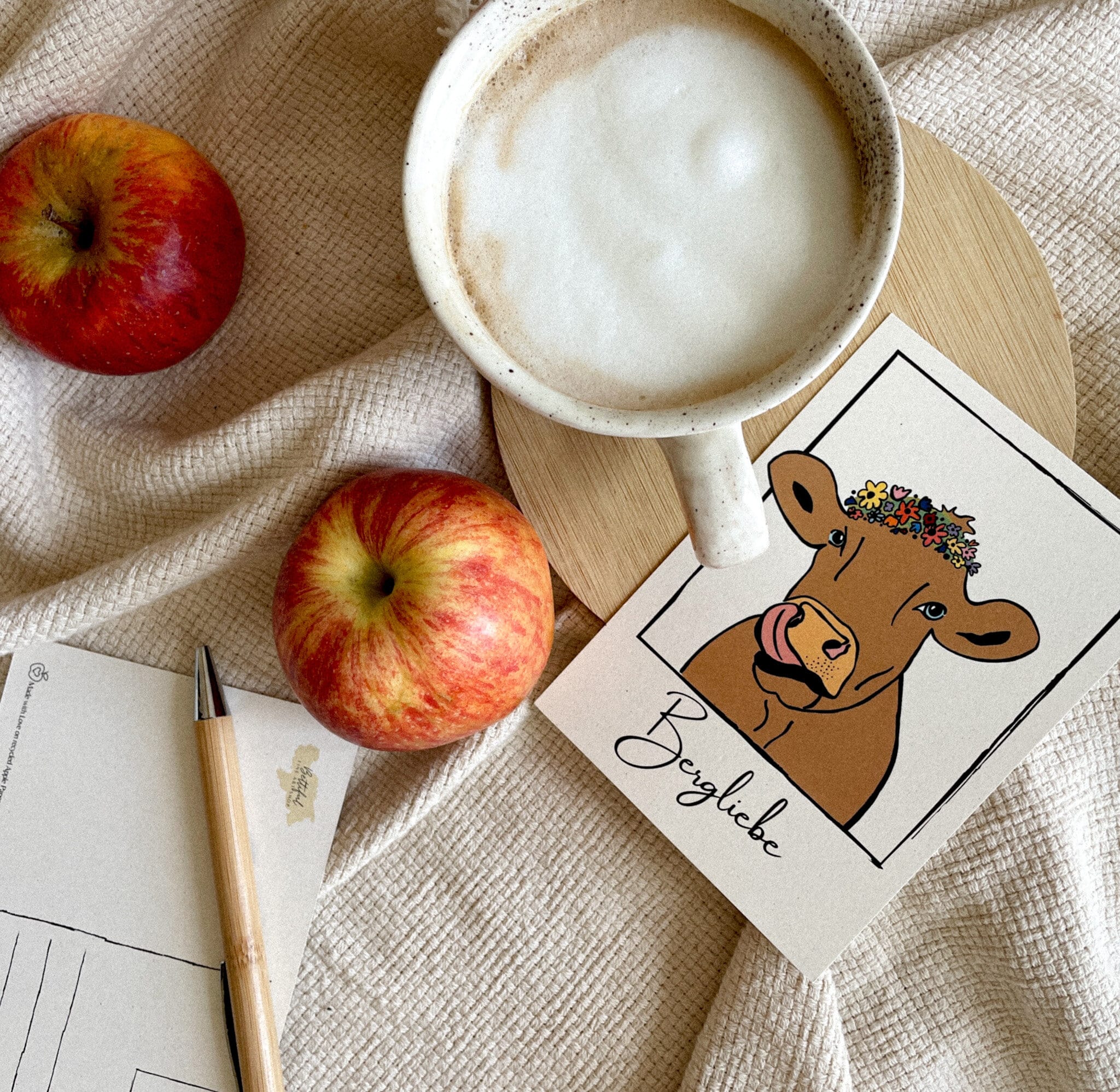 Cartolina di auguri con carta di mele: Bergliebe