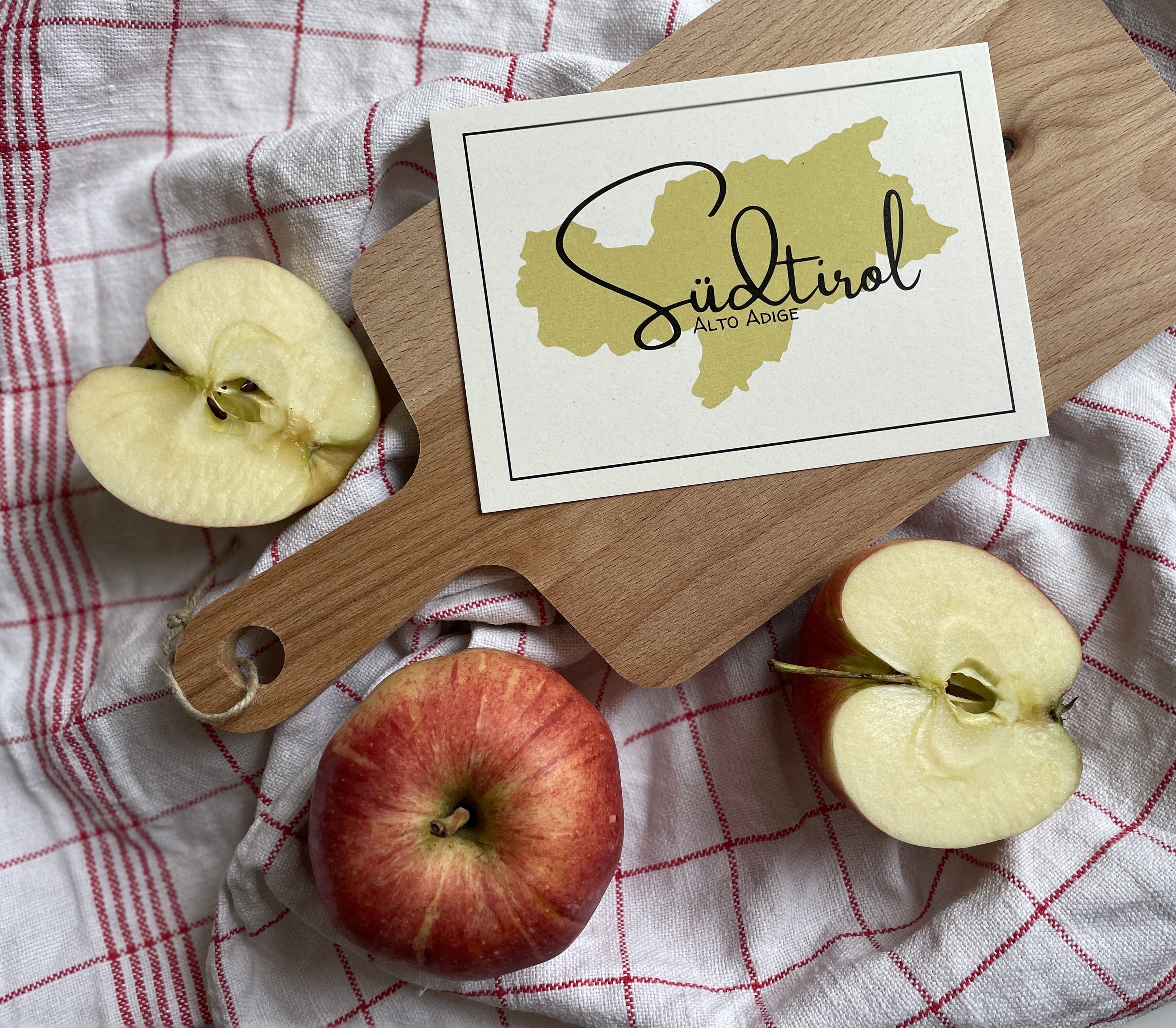 Cartolina di auguri con carta di mele: Südtirol - Alto Adige