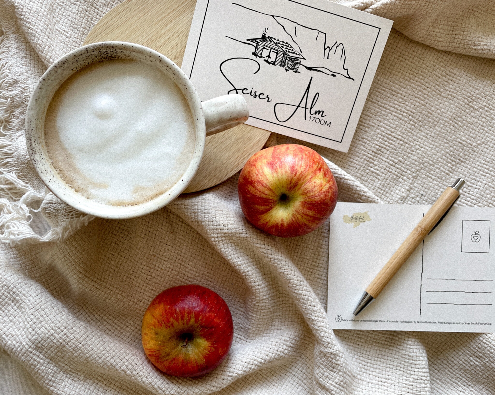 Cartolina di auguri con carta di mele: Seiser Alm