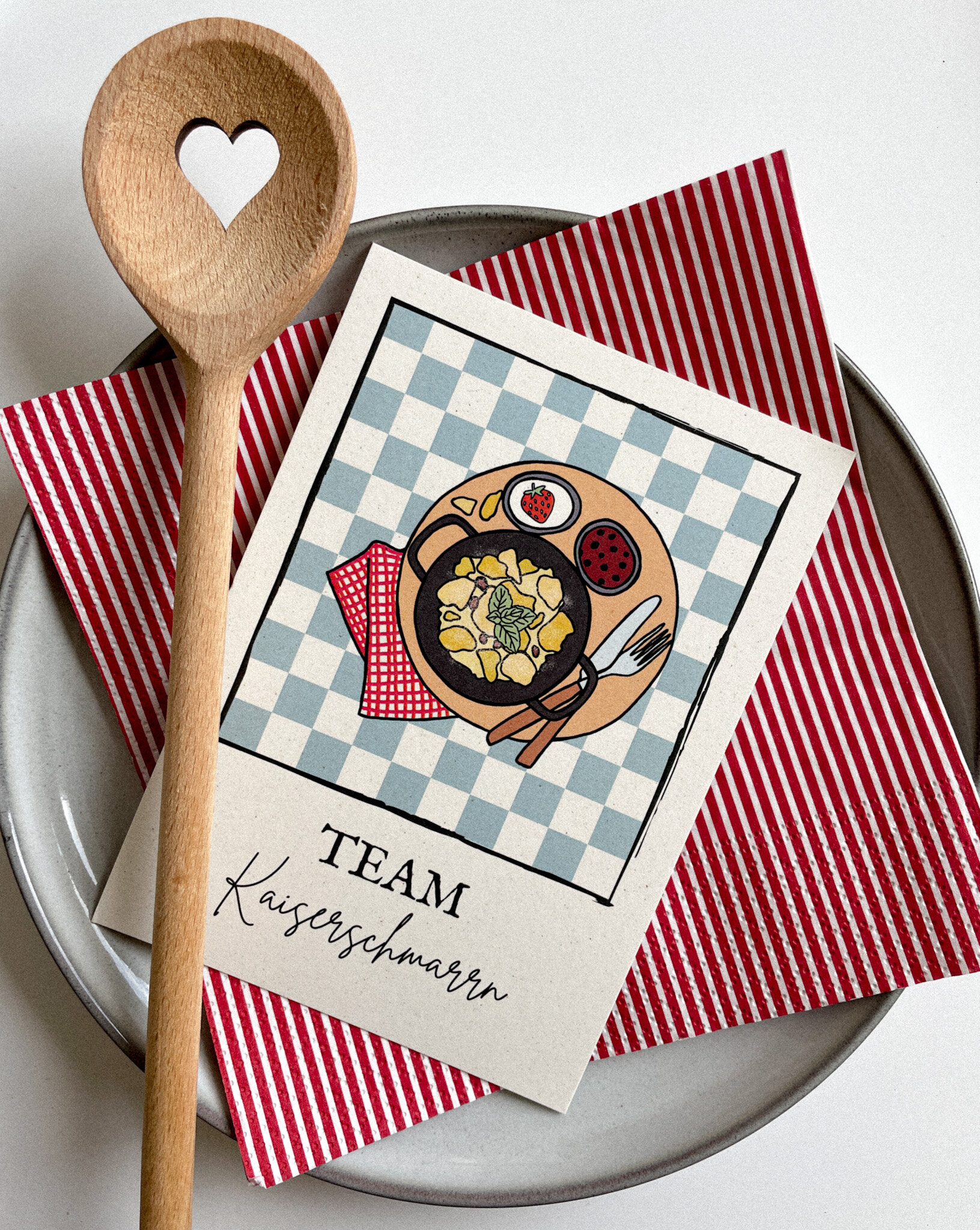 Cartolina di auguri con carta di mele: Team Kaiserschmarrn