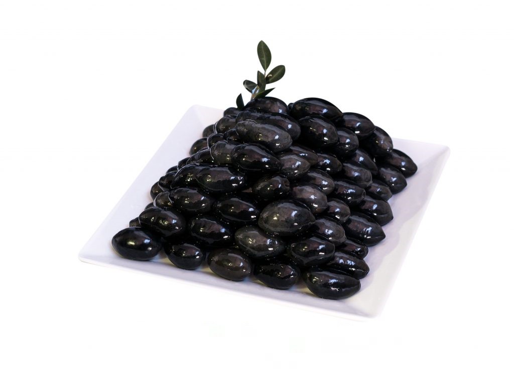 schwarze Oliven mit Stein 