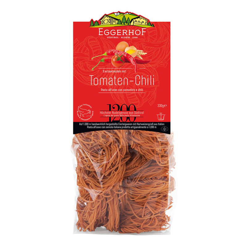 Tomaten Chilli Eierteig Bandnudeln