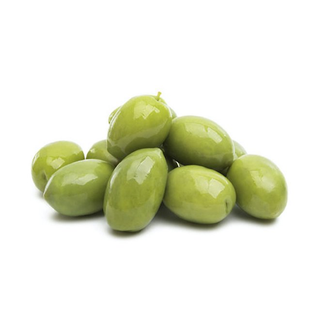 Grüne Italienische Cerignola Oliven mit Stein in Salzlake
