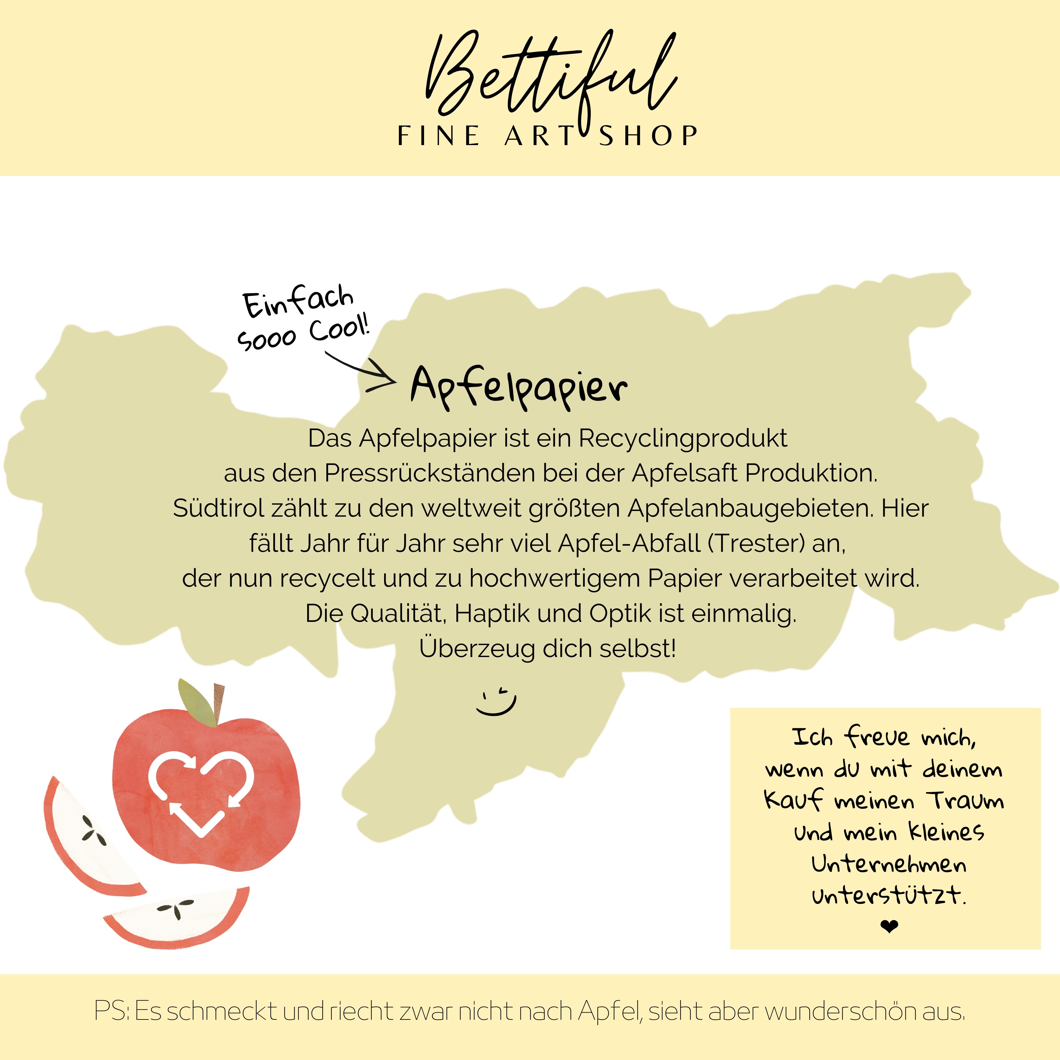 Südtirol Apfelpapier-Grußkarte