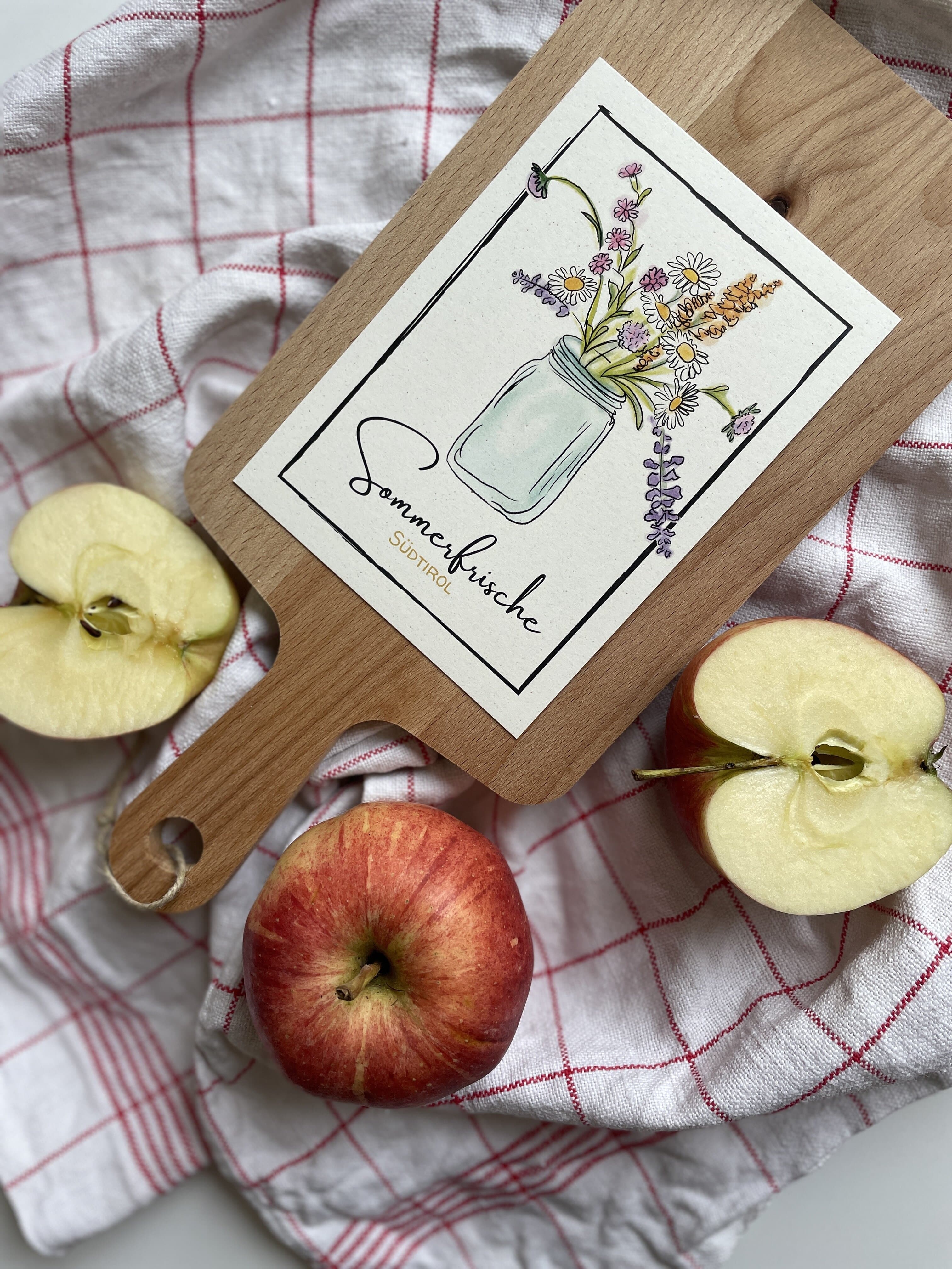 Sommerfrische Apfelpapier-Grußkarte